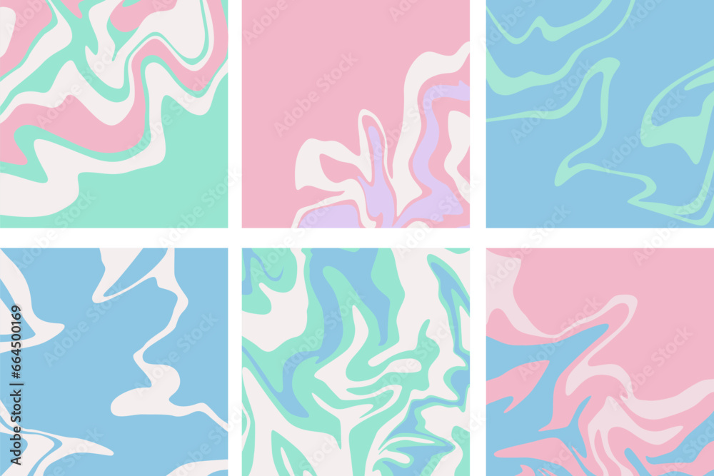Set of wavy swirl trippy backgrounds.