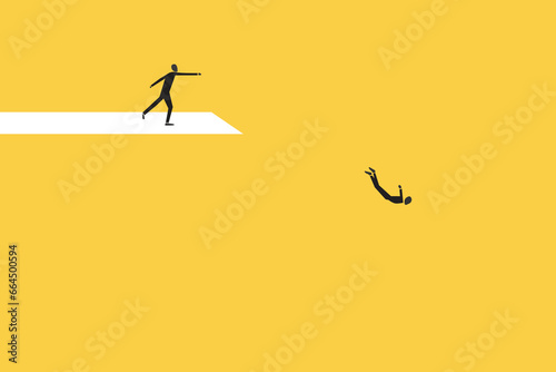 Businessman jump from springboard. Symbol of new job, success, ambition and motivation