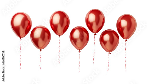 red light balloons isolated on transparent background cutout