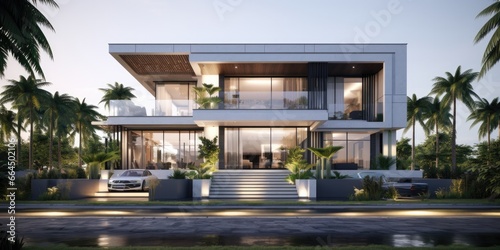 two story house exterior designs the house, in the style of light silver and white, 32k uhd, khmer art, dramatic shading, light emerald and gray, polished craftsmanship © panu101