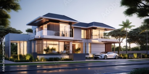 two story house exterior designs the house, in the style of light silver and white, 32k uhd, khmer art, dramatic shading, light emerald and gray, polished craftsmanship © panu101