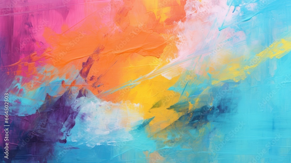 Obraz premium Illustration of colorful strokes on canvas. Oil, acrylic paint texture set. Abstract grungy backgrounds, light hand drawn messy pattern