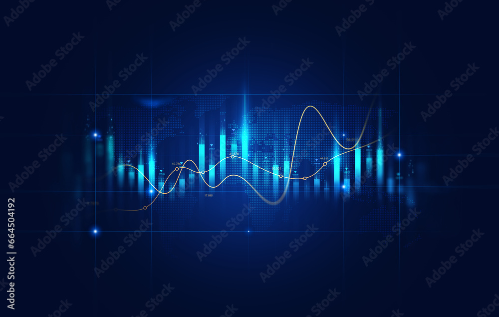 Fototapeta premium Profit economy trade,virtual chart technology or marketing strategy graph.