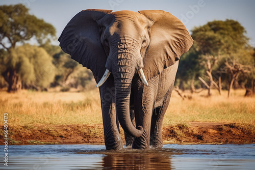 Big elephant in nature. African elephant wild animal photography. Africa Botswana Chobe National park african elephant.