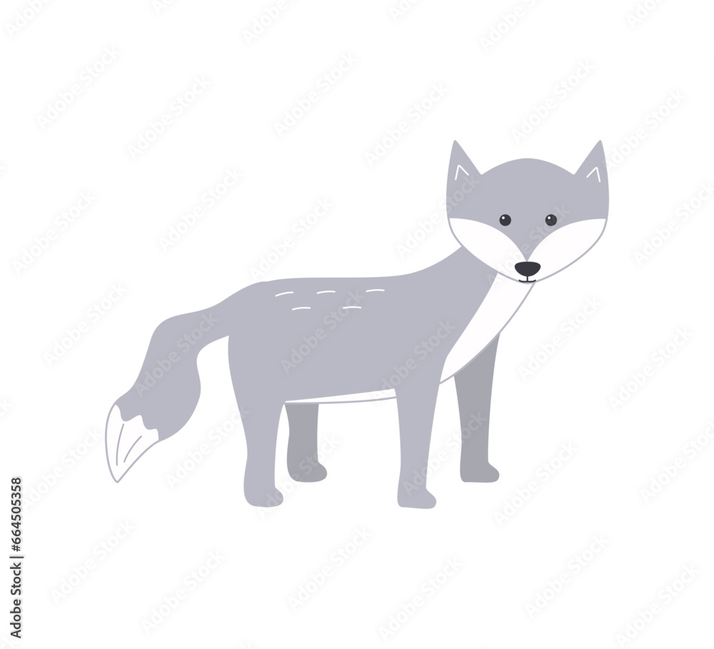 Cute cartoon arctic fox. Vector illustration arctic animal. Funny character isolated on a white background. Cute cartoon arctic fox. Vector illustration arctic animal. Funny character isolated on a white background.