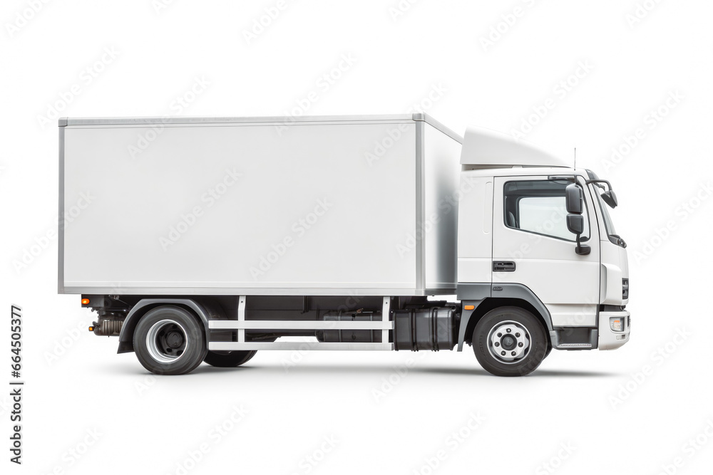 White truck on white background. Plain white truck on white background mockup for advertisements. White truck on white background. Plain white truck on white background mockup for advertisements.