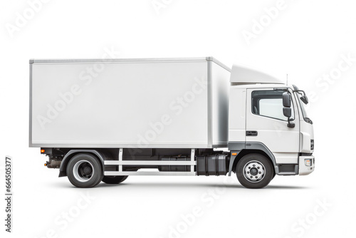 White truck on white background. Plain white truck on white background mockup for advertisements. © VisualProduction