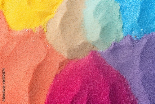 Close up of multi coloured sand background. photo