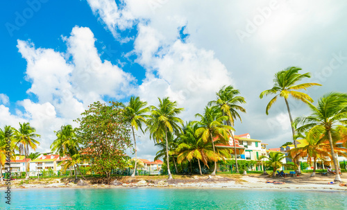 Cloudy sky over Bas du Fort beach in Guadeloupe