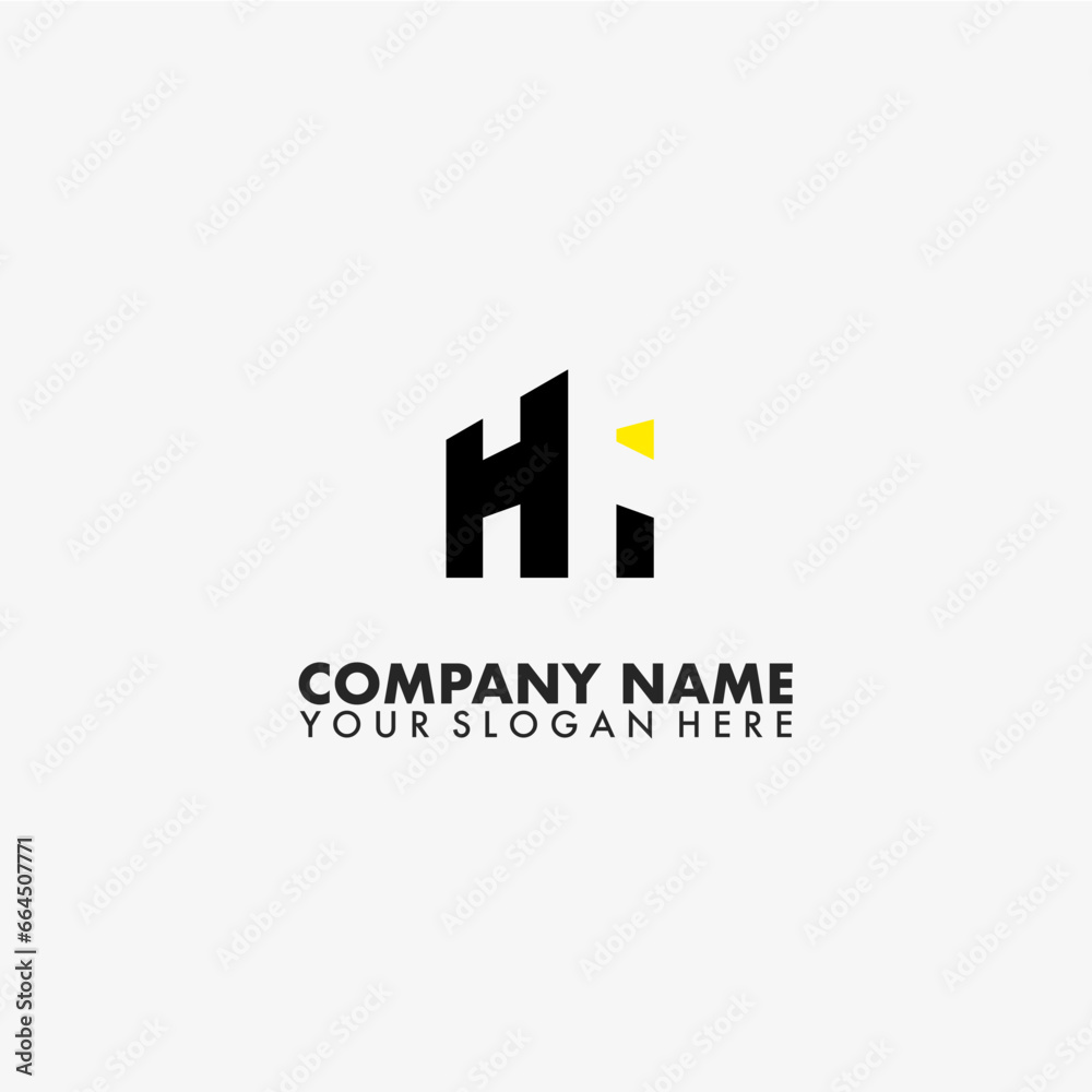 H i Letter Logo and Real Estate Design Vector. Building and Creative Alphabet Letters icon Illustration.