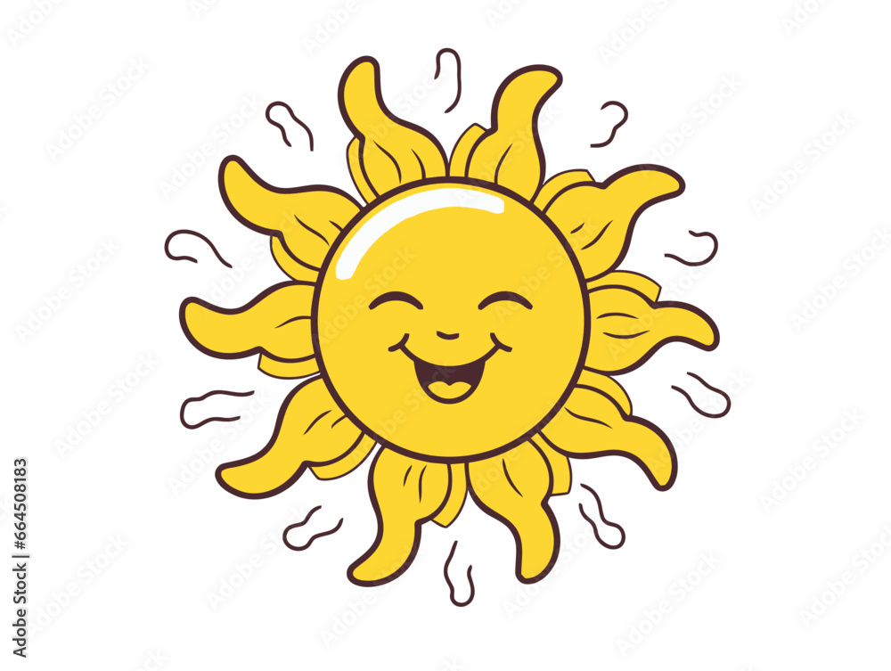 Doodle Sun with solar panels, cartoon sticker, sketch, vector, Illustration, minimalistic