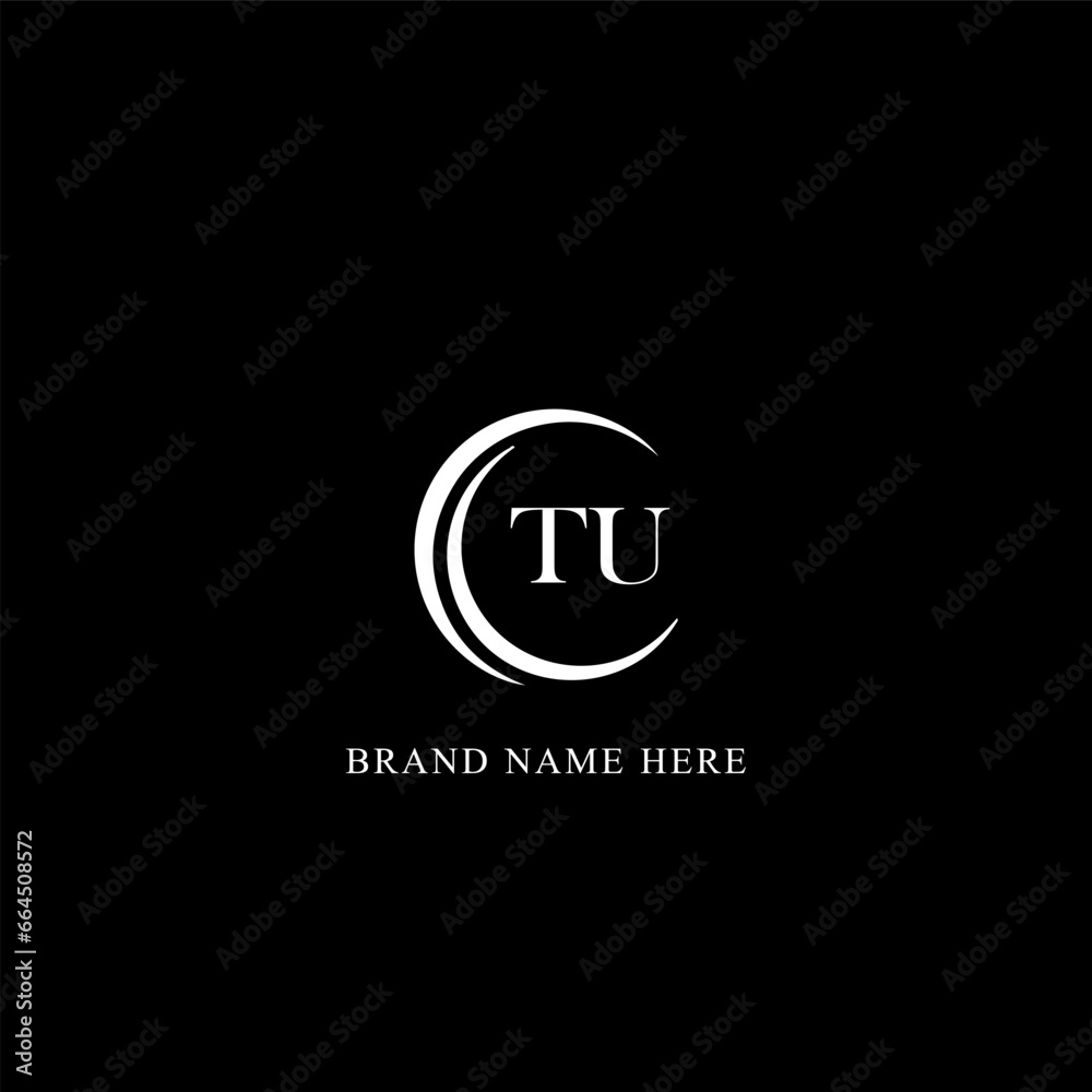 Obraz premium TU logo. T U design. White TU letter. TU, T U letter logo design. Initial letter TU linked circle uppercase monogram logo. T U letter logo vector design. 