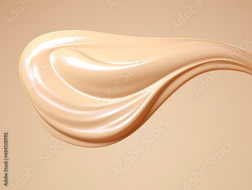 Liquid foundation splash element, fluid cosmetic cream 3d rendering.