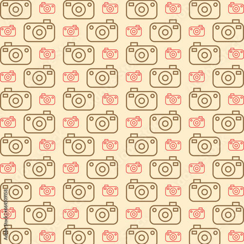 Camera doodle seamless pattern creative trendy design vector illustration background