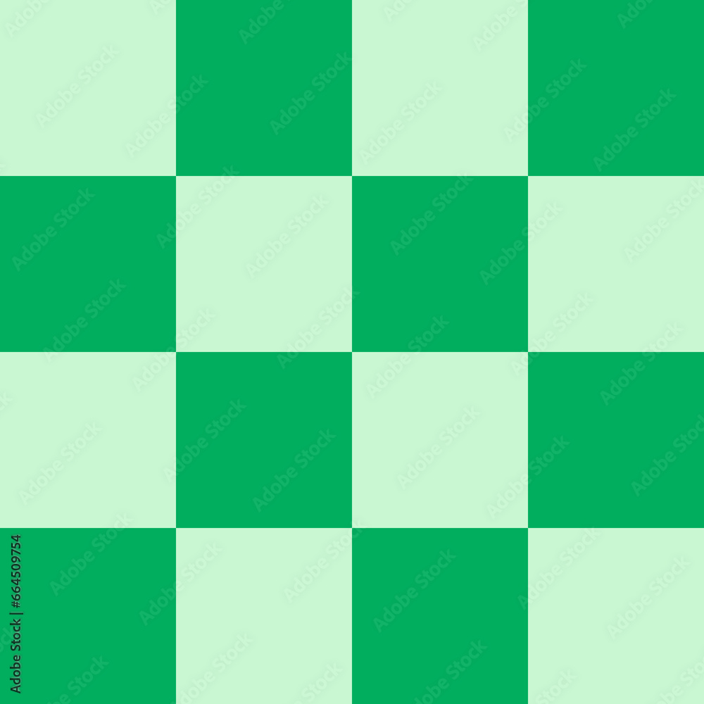 Color green squares in a checkerboard pattern. Abstract background.Checkerboard, chessboard, seamless pattern.
