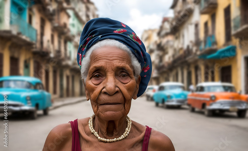 Old cuban woman on the city streets. Travel and tourism photo