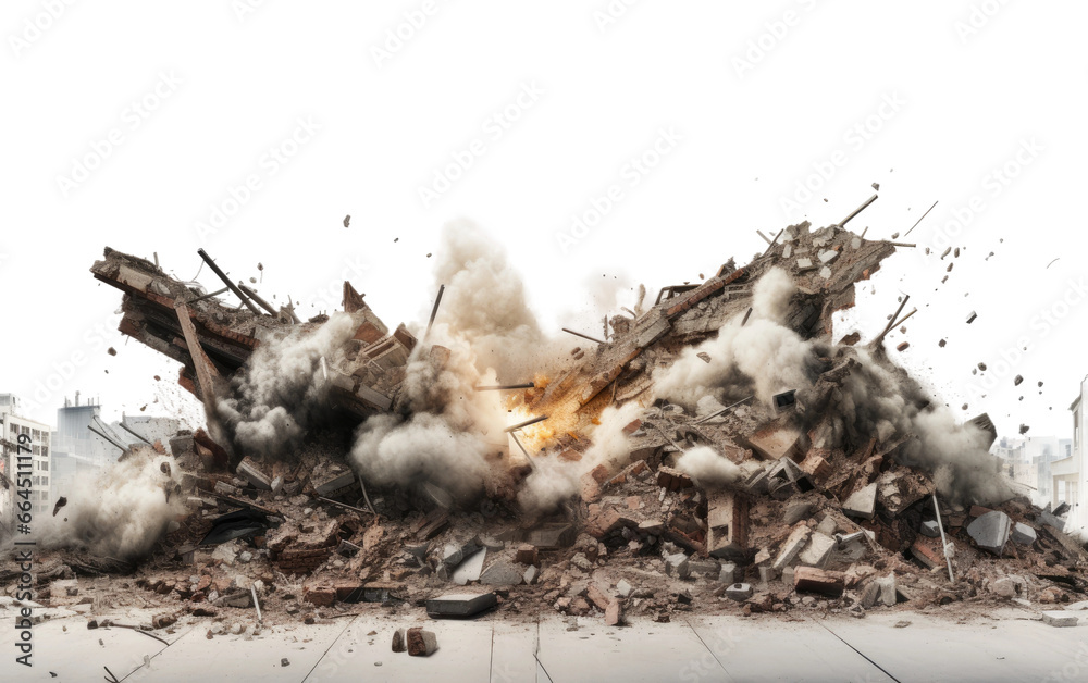 Destruction of Building Destroy Material Isolated on Transparent Background PNG. - obrazy, fototapety, plakaty 
