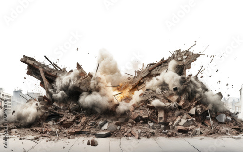 Destruction of Building Destroy Material Isolated on Transparent Background PNG.