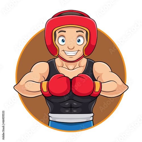 Cartoon boxer isolated on white background