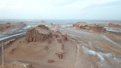 Beautiful nature. Desert. Beautiful desert landscape. Ecological environment. Drought. Problems with water. Global warming. The Lut Desert. Iran. Aerial view. photo