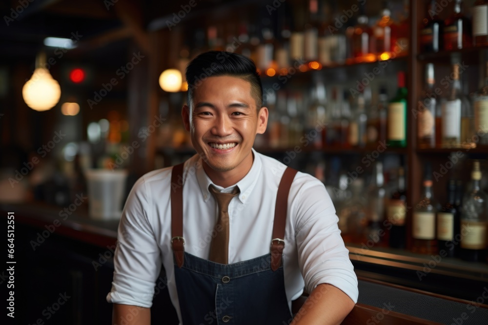 Portrait of a smiling young waiter in a bar Portrait of a smiling young waiter in a bar