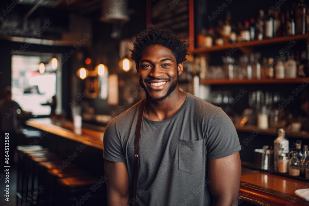 Portrait of a smiling young waiter in a bar Portrait of a smiling young waiter in a bar