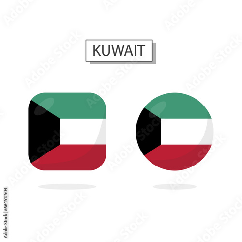 Free Download Flag of Kuwait 2 Shapes icon 3D cartoon style. - GFXLoad