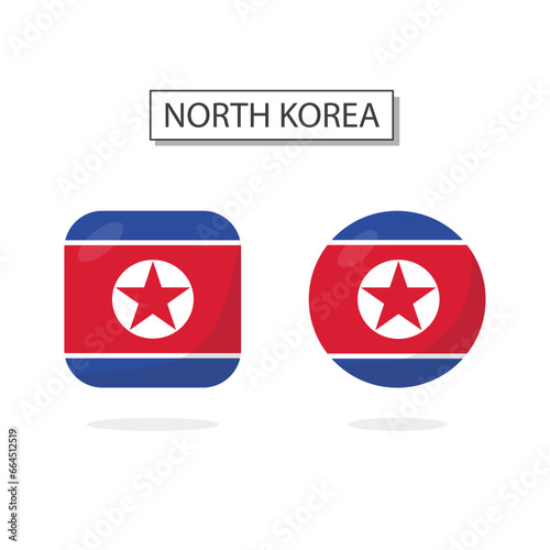 Free Download Flag of North Korea 2 Shapes icon 3D cartoon style. - GFXLoad