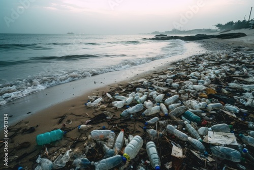 Beach marred by pollution and waste