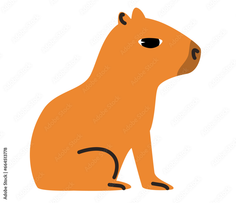 Capybara cartoon illustration isolated on white background. Cute capybara baby. South American animal sticker. Vector flat illustration isolated on white background. Capybara cartoon illustration isolated on white background. Cute capybara baby. South American animal sticker. Vector flat illustration isolated on white background.
