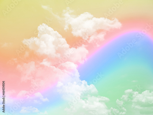 beauty abstract sweet pastel soft orange and yellow with fluffy clouds on sky. multi color rainbow image. fantasy growing light