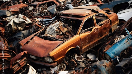 Generative AI, Car dump with a lot of broken used cars © DELstudio