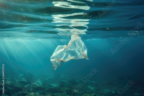 Plastic Bag Drifting in Ocean Waters: Environmental Concern
