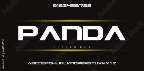 PANDA minimal creative Tech Letter Concept and Luxury vector typeface Logo Design.