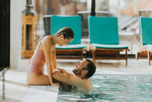 Young couple relaxing in th...
