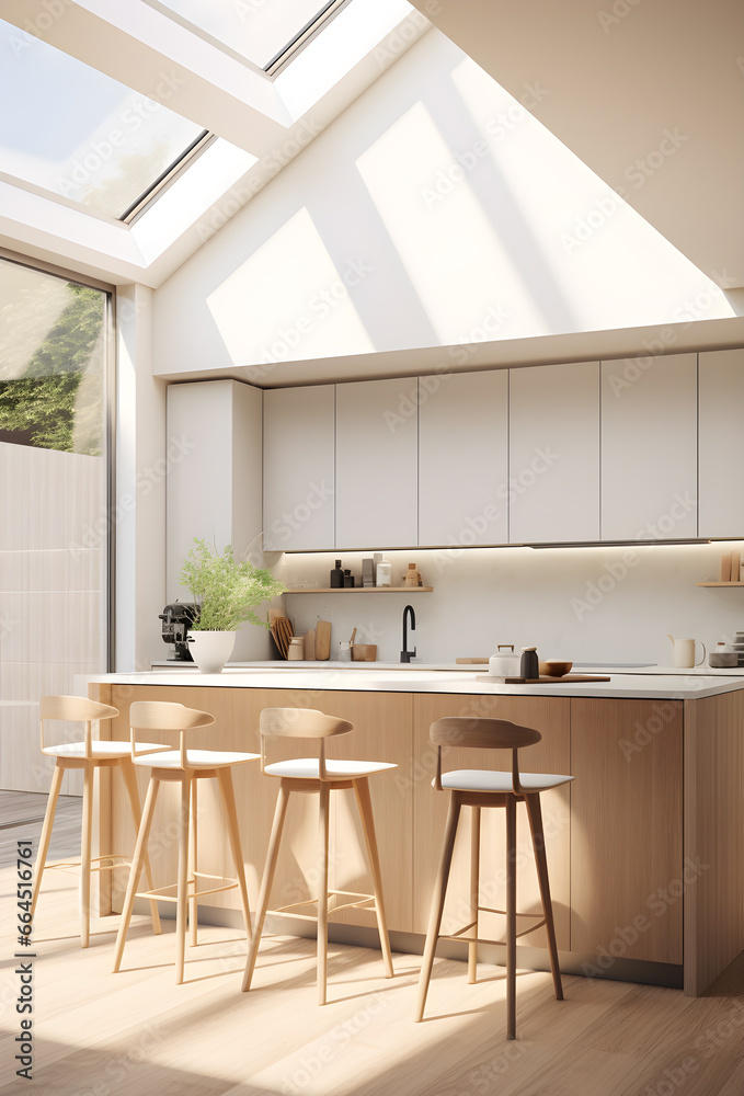 Minimalist and modern kitchen design with wooden furniture Minimalist and modern kitchen design with wooden furniture