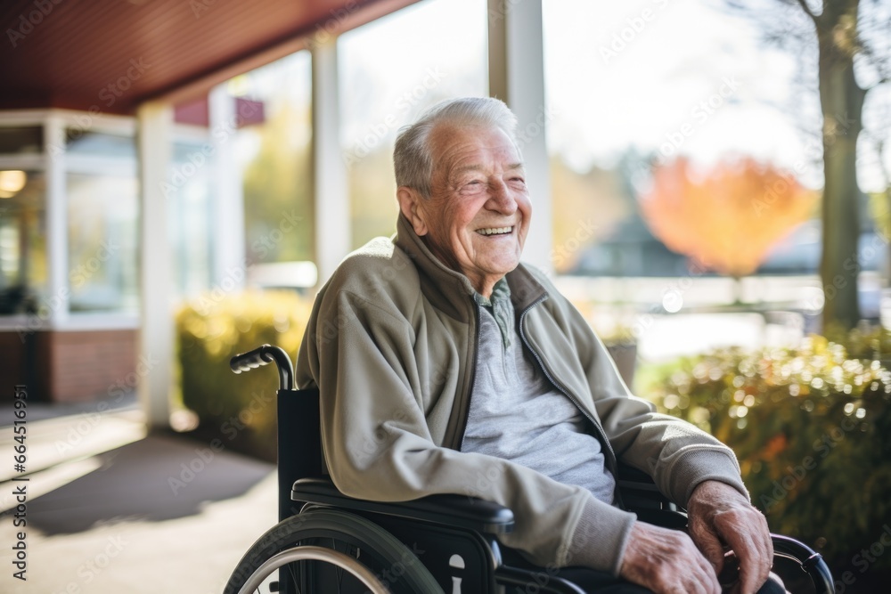 Portrait of a senior man in a wheelchair at the nursing home Portrait of a senior man in a wheelchair at the nursing home