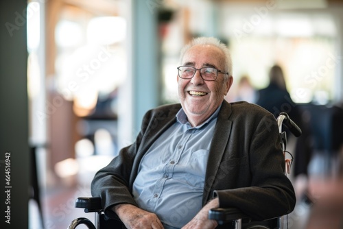 Portrait of a senior man in a wheelchair at the nursing home