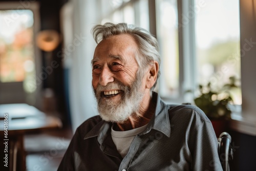 Portrait of a senior man in a wheelchair at the nursing home