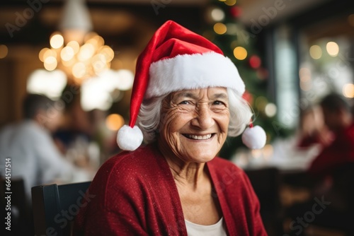 Portrait of a festive elderly woman in the nursing home