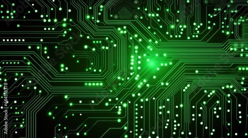 Close up of circuit board interior of a computer with neon lights in detail, circuit board