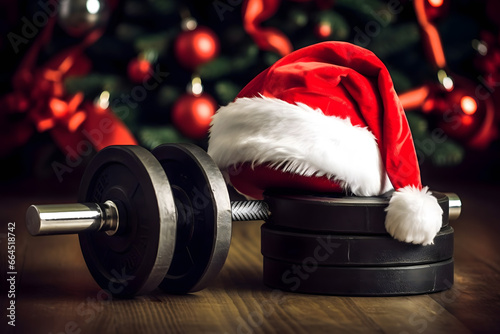  fitness weight christmas, christmas tree decorations, santa claus with gifts, snowman in the snow, christmas gift boxes