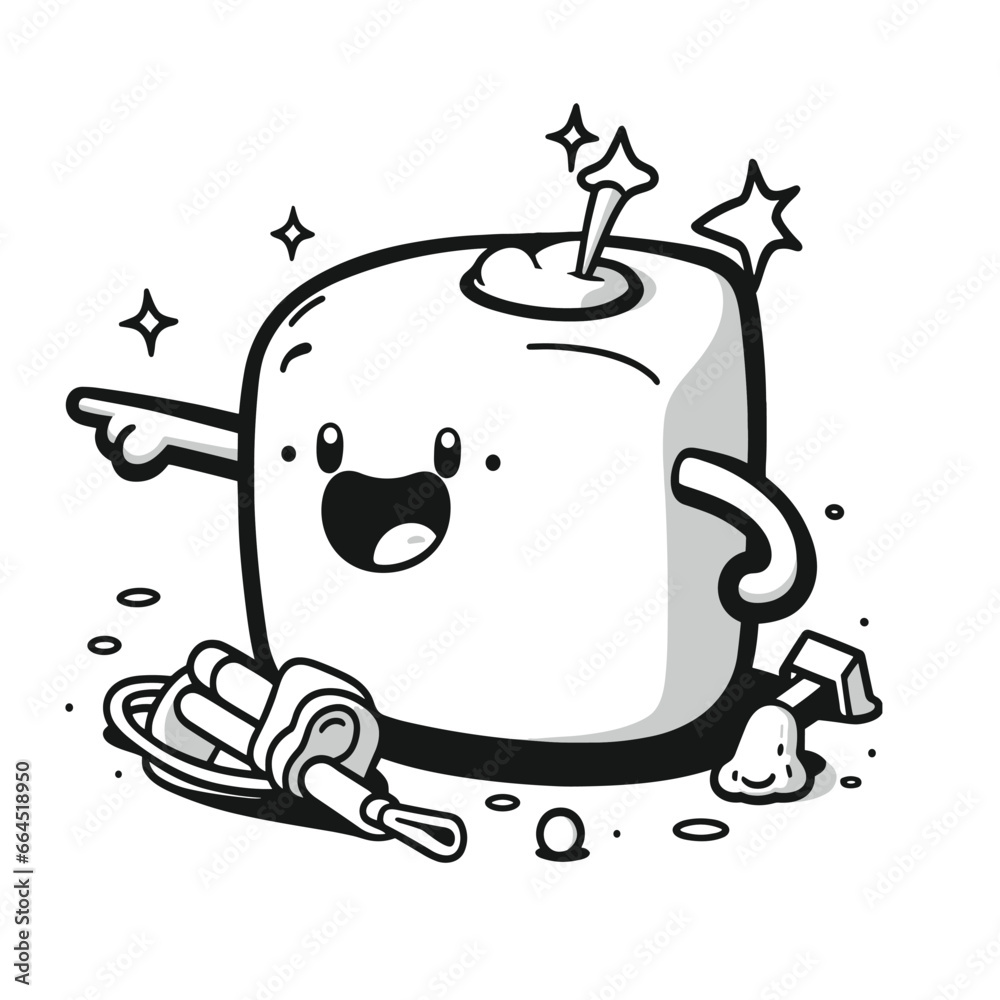 cute marshmallow character in black and white cute marshmallow character in black and white