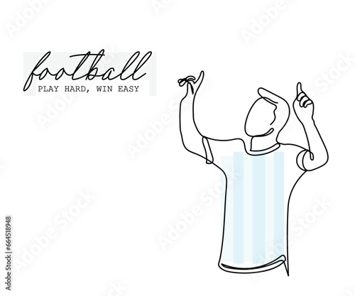 Continuous line art vector of a football player. Football championship. Victory in Soccer series. isolated concept art vectors. Single line art.