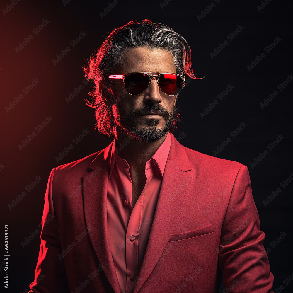 Fototapeta premium Portrait of young boy neon generated by ai
