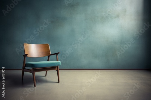 Contemporary chair alone on plain backdrop. Generative AI © Marisela