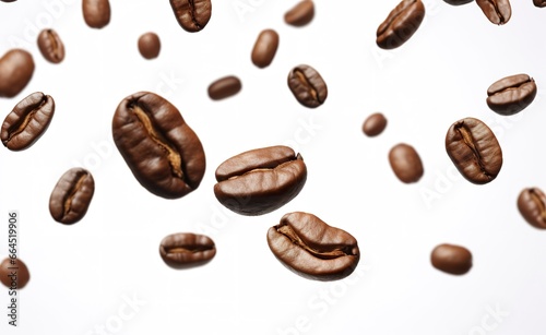 Coffee Bean flying on white background, 3d illustration. © Md
