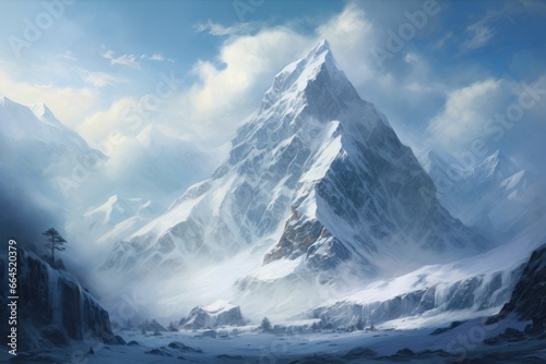 Snowy mountain peak, challenging climbers with its frosty allure.