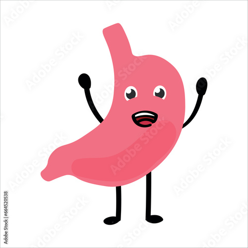 Funny human stomach on white background