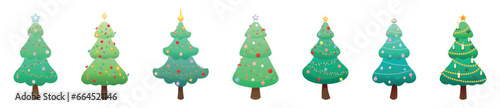 Set of beautiful Christmas trees on white background